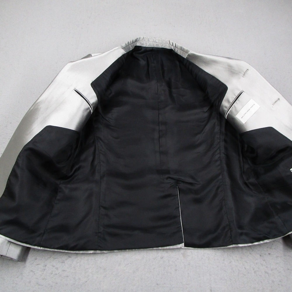 Balenciaga Paris Suit Mens 48 IT Metallic Silver Silk Made in Italy READ* - Picture 7 of 16